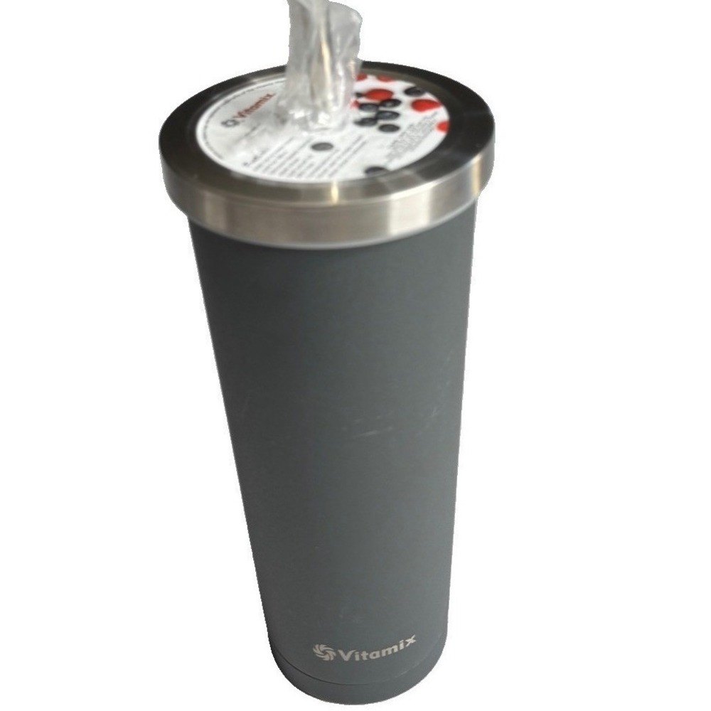 Vitamix Double Wall Stainless Steel Tumbler 24 Oz Cup With Straw NEW